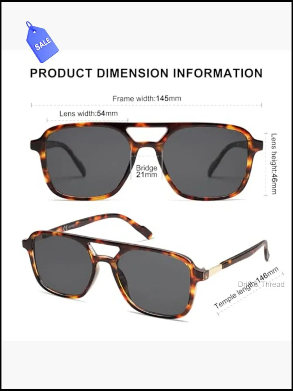 Retro Aviator Sunglasses Women Men UV400 Protection Trendy Rectangle Shades